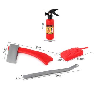 Set mô hình bình chữa cháy + bộ đàm + rìu + dụng cụ cạy cửa đồ chơi dùng để hóa trang lính cứu hỏa
