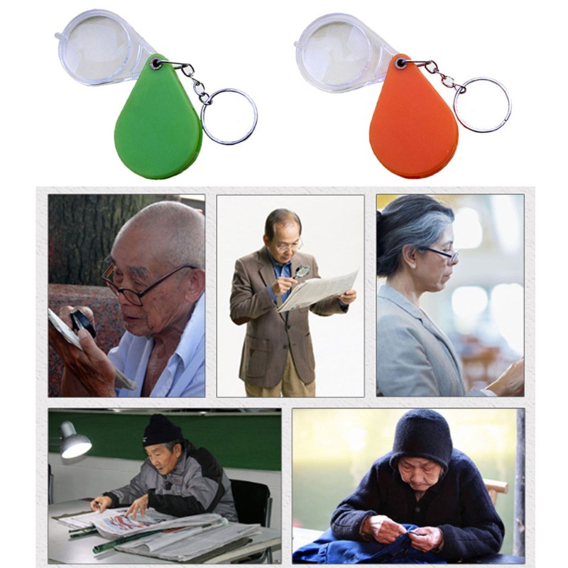 Mini Pocket Magnifier  Folding Magnifying Glass with for Key Chain for Readi