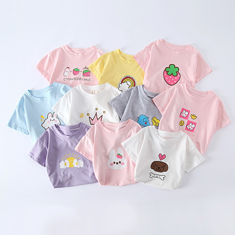 Áo Bé Gái Áo Thun Cotton Cho Bé Gái Mẫu Dâu Kem | Shopee Việt Nam