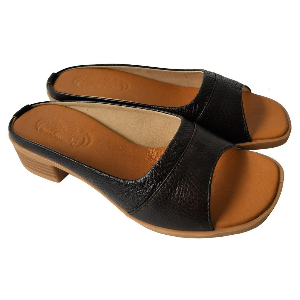 Dép Cao Gót Nữ BIGGBEN Da Bò Thật Cao 3cm HKD687