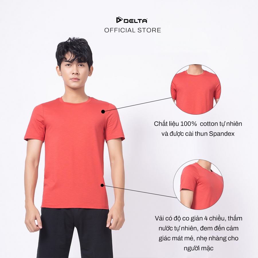 Ảnh DELTA Áo Thun Tay Ngắn Nam Cổ Tròn Chất Cotton Mềm Mại, Thoải Mái, Thấm Hút, Co Giãn Tốt RTS019M 1