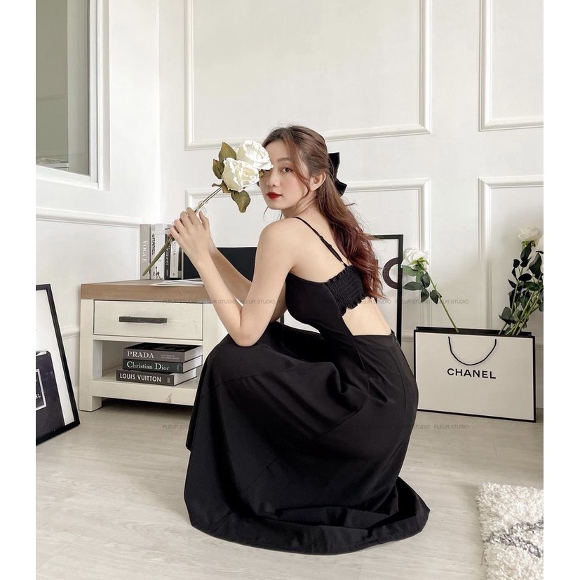 ĐẦM HAI DÂY ĐEN CUT OUT LƯNG XINH XẮN - PHELINA DRESS