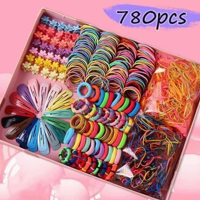 SET 780 CHI TIẾT CỘT KẸP TÓC CHO BÉ-dây buộc tóc bé gái-kẹp tóc bé gái (   hot)
