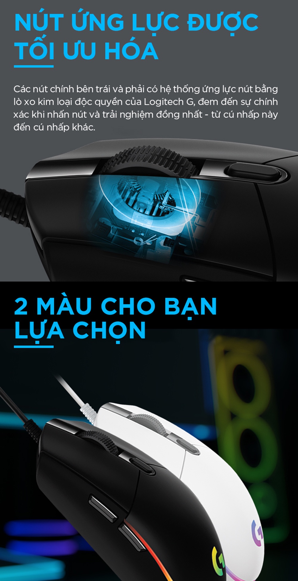 Mô tả Chuột gaming có dây Logitech G102 Lightsync - Tùy chỉnh RGB, 6 nút lập trình, nhẹ - 5