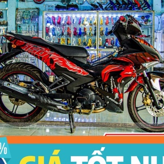 Gía sốc tem trùm xe exciter 150 đen đỏ lion  độ thiết kế team dán phủ decal xe máy giá rẻ đẹp