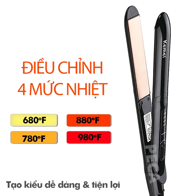 Ảnh Máy duỗi tóc điều chỉnh 4 mức nhiệt độ Kemei KM-8889 phù hợp nhiều loại tóc, có thể duỗi uốn tạo nhiều kiểu tóc- HÀNG CH 2