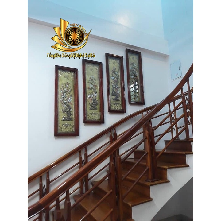 Tranh Tứ Quý Bằng Đồng ✅ FREESHIP ✅ Kích Thước 100x40cm Treo Tường Thúc Nổi Liền Mê Hàng Dày Cao Cấp Đồ Đồng Đại Bái