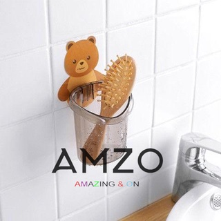 AMZO_CỐC GẤU DÁN TƯỜNG ĐỰNG BÀN CHẢI ĐÁNH RĂNG, CỐC GẤU NÂU ĐỰNG KEM ĐÁNH RĂNG