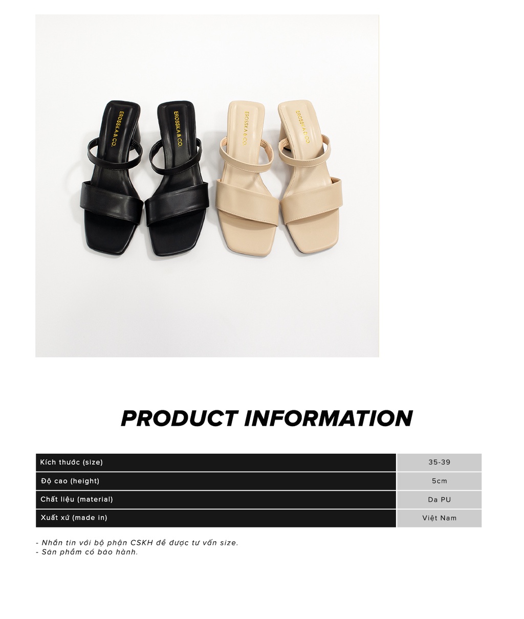 Mô tả Giày sandal cao gót Erosska mũi vuông phối gót tròn cao 5m màu kem _ EB026 - 5