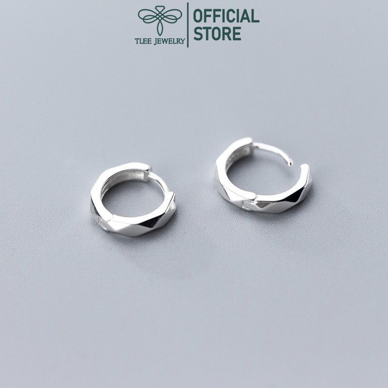 Ảnh Khuyên tai bạc TLEE tròn trơn bản dày phay bắt sáng trendy TLEE JEWELRY B0133 4
