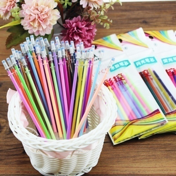 Bút Mực Gel 48 Màu Kim Tuyến Lấp Lánh Thay Thế Tiện Dụng Cho Trường Học/Văn Phòng