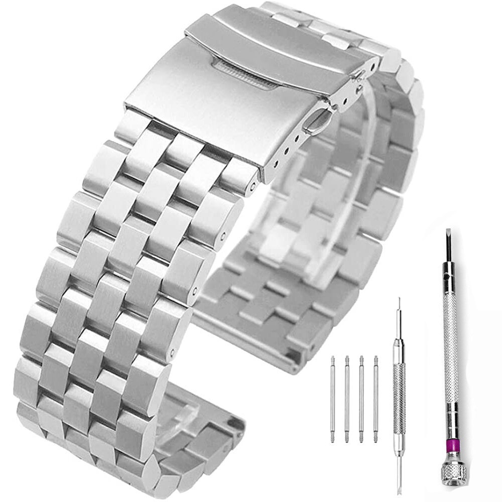 Dây Đồng Hồ Thay Thế Bằng Thép Không Gỉ 18 / 20 / 22 / 24 / 26mm Cho Nam Nữ