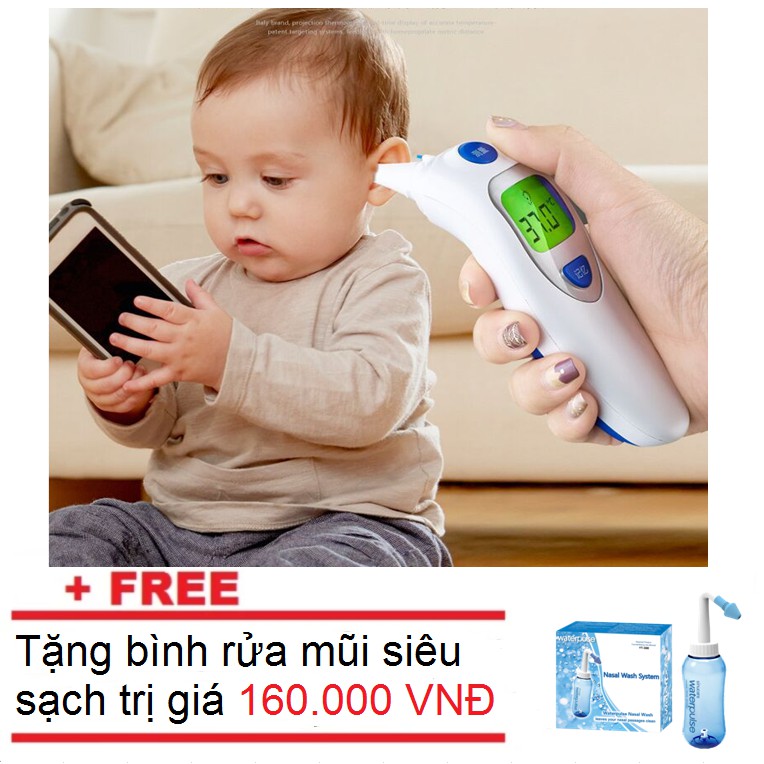 Nhiệt kế điện tử hồng ngoại đo tai trán EFT 161 + Tặng bình rửa mũi