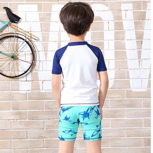Đồ bơi trẻ em - Áo bơi ngắn tay họa tiết cá mập kèm mũ SPORTY SW9045