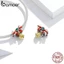 Hạt Bamoer SCC1666 Làm Từ Bạc Thật 925 Họa Tiết Bông Tuyết Phụ Kiện Làm Vòng Tay Trang Sức