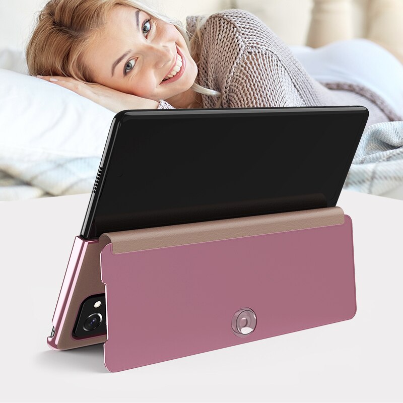 Z Fold 7 6 4 5G Funda Flip Case cho Samsung Galaxy Z Fold 5 2 W21 Fold 3 W22 Mirror Clear View Vỏ da PU Vỏ điện thoại W20 Capa