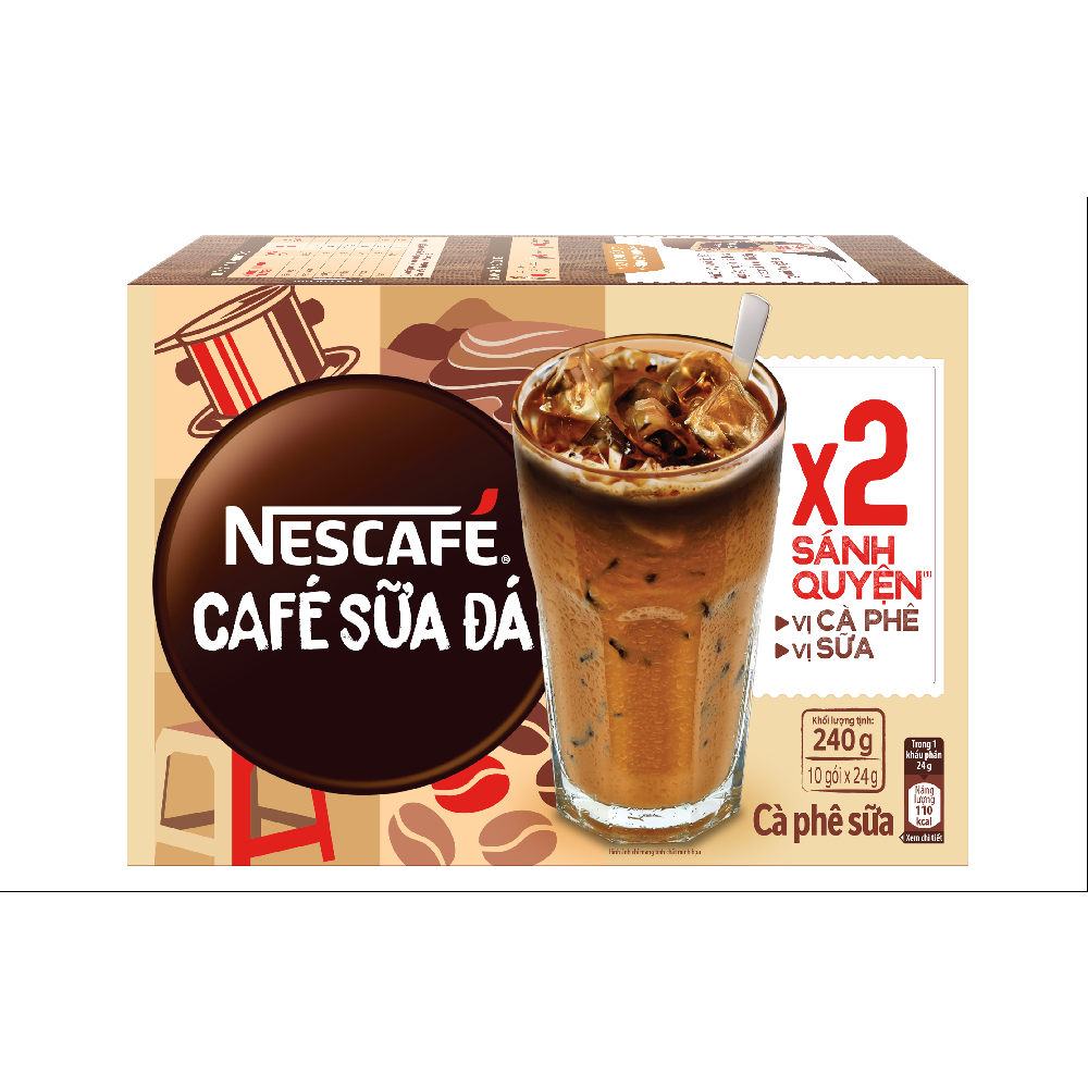 Cà phê sữa NESCAFÉ (Hộp 10 gói x 24 g)