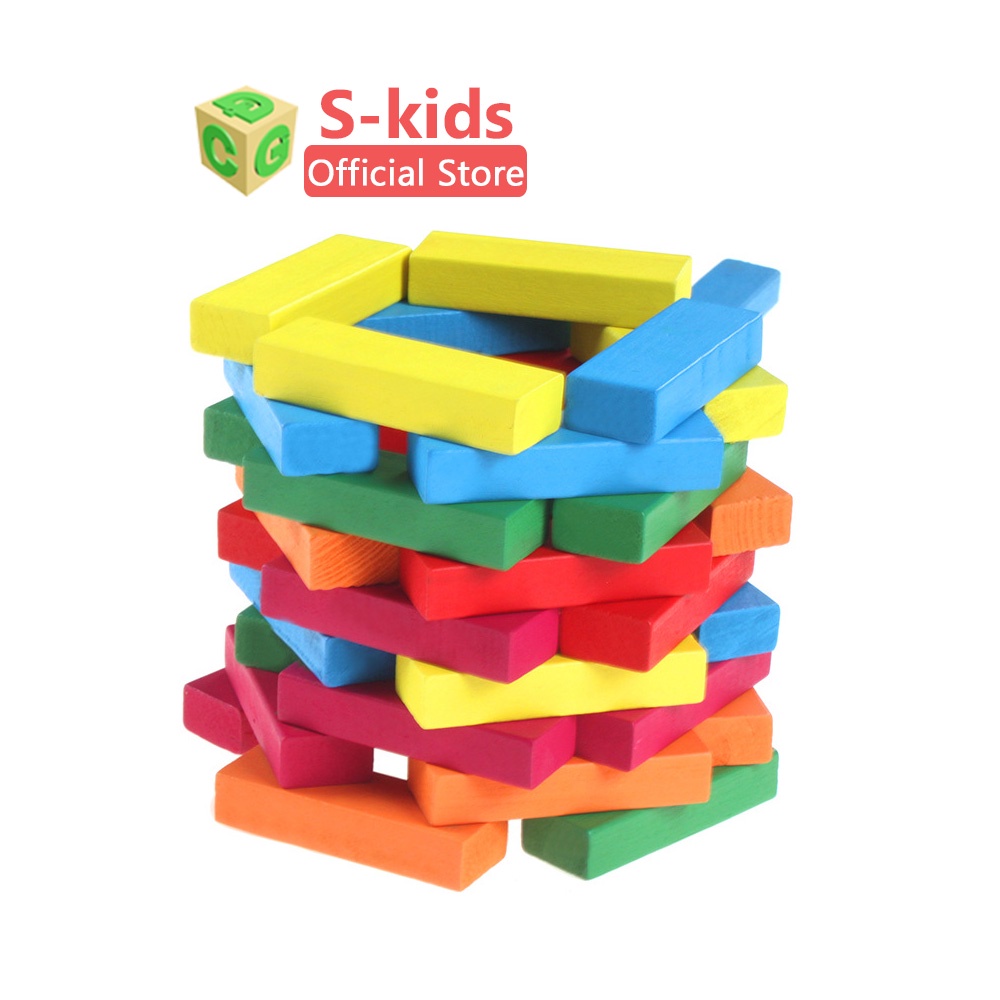 Ảnh Đồ Chơi Rút Gỗ loại lớn 51 và 54 thanh S-Kids, Bộ xếp khối domino cho bé. 4