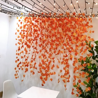 Dây lá giả - Dây lá phong đỏ (2m) cao cấp decor, trang trí tường nhà, cửa tiệm, studio...