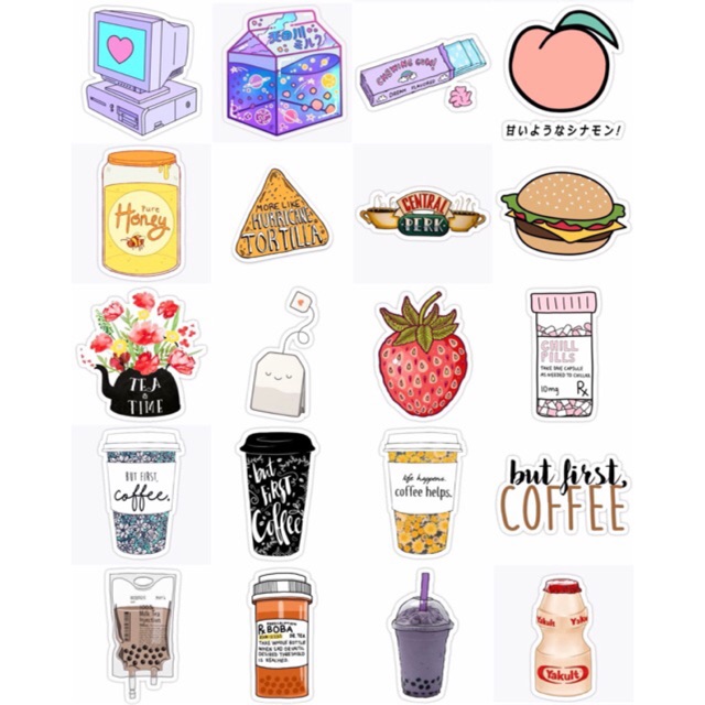 Set 20 stickers thức ăn dễ thương - Food & Drink stickers pack được ...