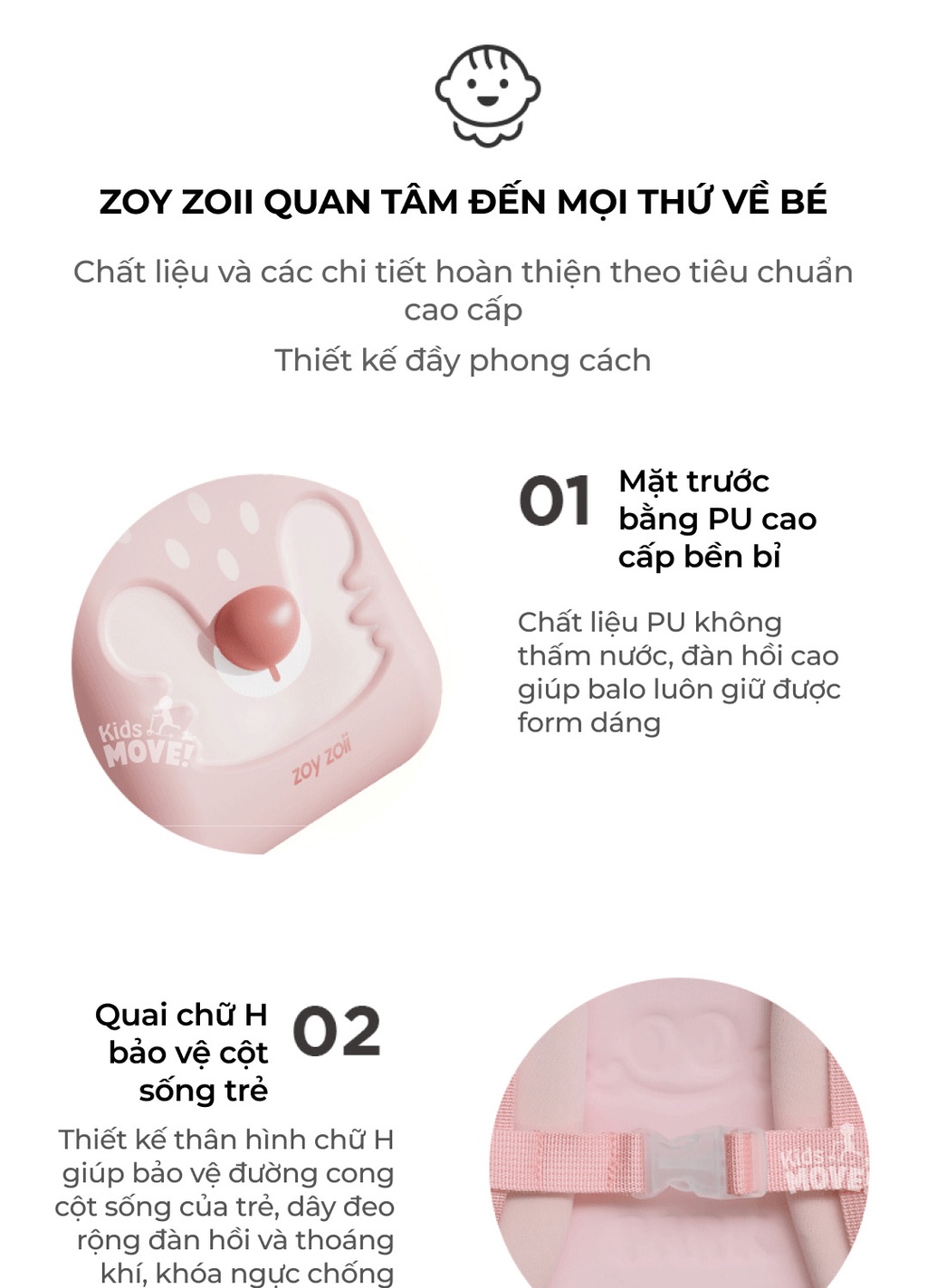 Mô tả Balo Zoyzoii chính hãng cho bé mầm non hình thú mẫu mới 2022 chồng gù đi học đi chơi du lịch 1-6 tuổi cao cấp - 4