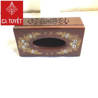 (RẺ NHẤT) HỘP ĐỰNG GIẤY CHỮ NHẬT KHẢM BI HOA VĂN SIÊU ĐẸP GỖ HƯƠNG