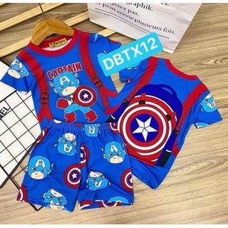 [7-9kg] Sét thun lạnh in 3D đồ bộ bé trai in họa tiết bao ngầu size bé nhỏ