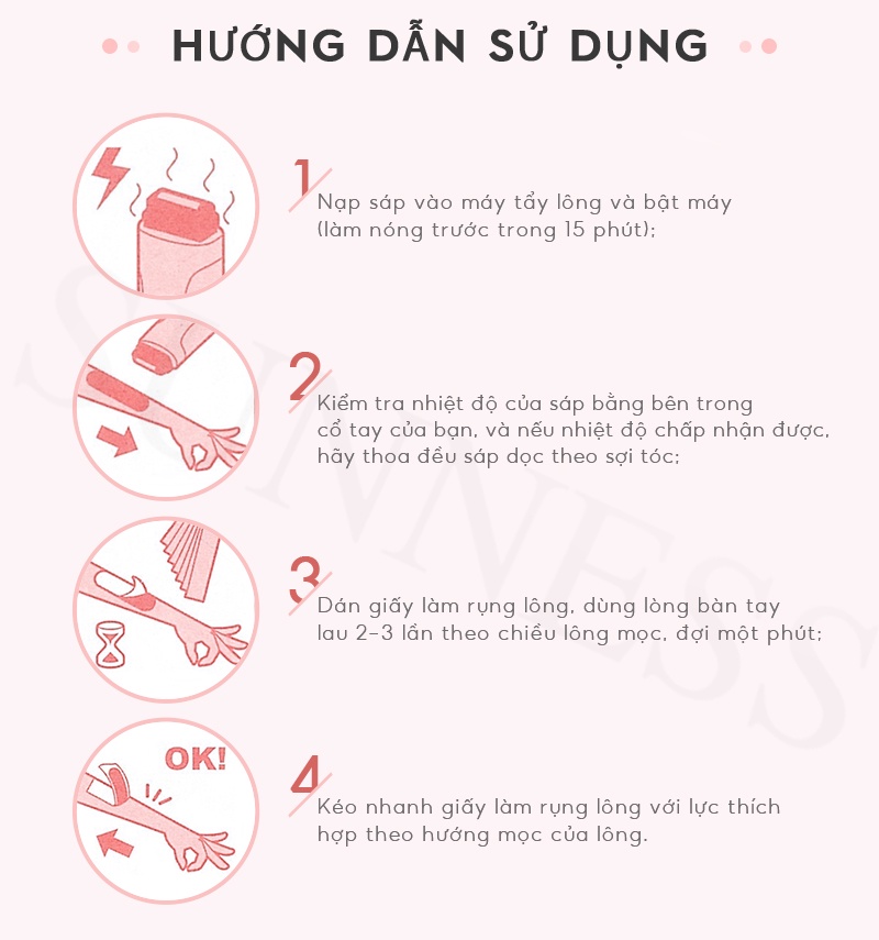 Mô tả Sáp tẩy lông chiết xuất sáp ong 300g + máy triệt lông + giấy tẩy lông SUMAX dùng cho toàn thân - 6