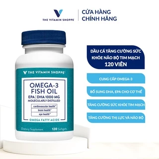 Viên uống dầu cá Omega 3 Fish Oil The Vitamin Shoppe giúp bổ não sáng mắt tăng cường sức khỏe tim mạch