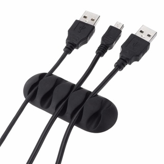 Thanh silicon 5 khe / 5 lỗ gắn cố định dây cáp sạc, dây điện,tai nghe, sắp xếp gọn gàng dây nhợ cho bàn làm việc, xe hơi