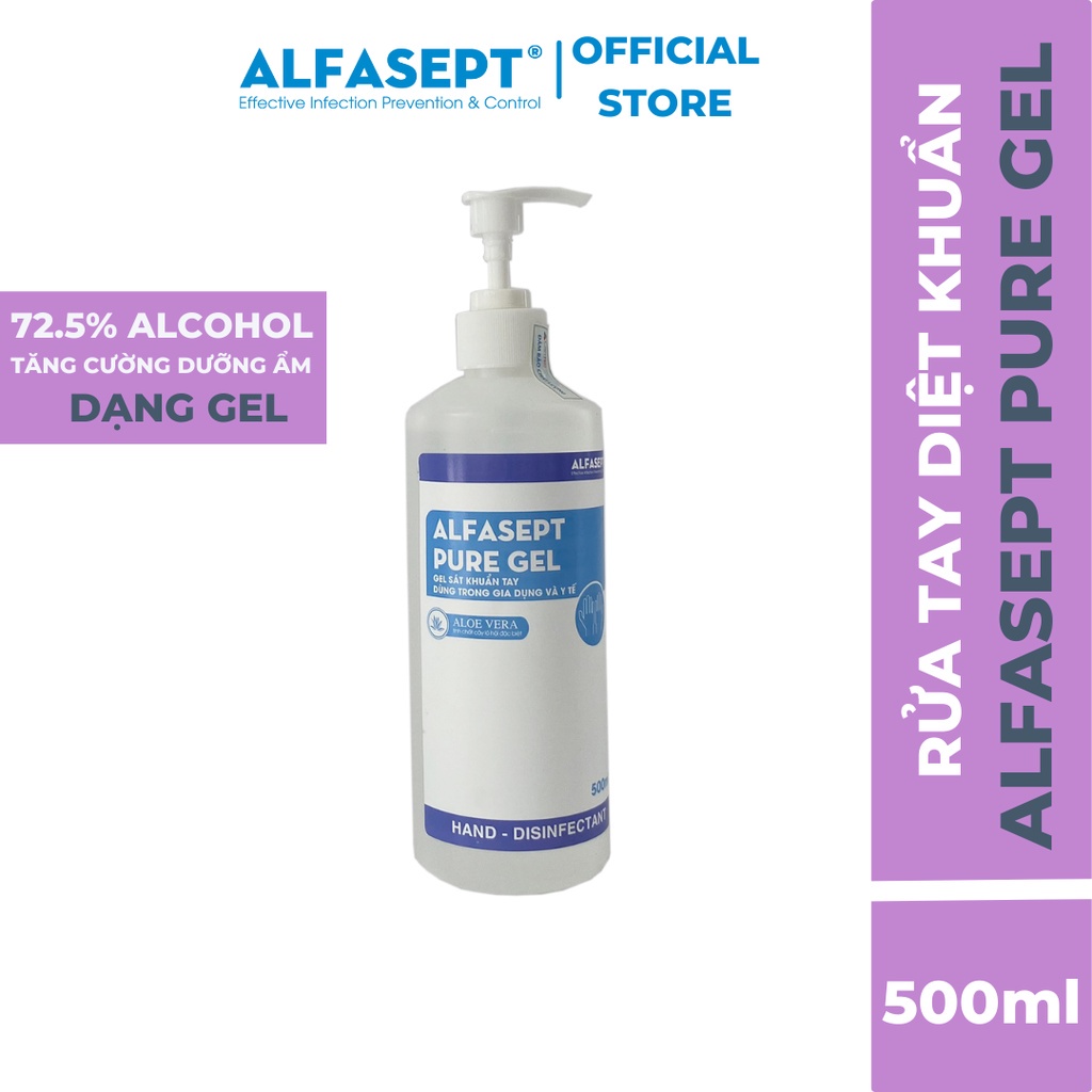 Mô tả Dung Dịch Rửa Tay Khô ALFASEPT Pure Gel Phù Hợp Với Da Nhạy Cảm, Giúp Diệt Khuẩn, Tăng Cường Dưỡng Ẩm Lọ 500ml - 1