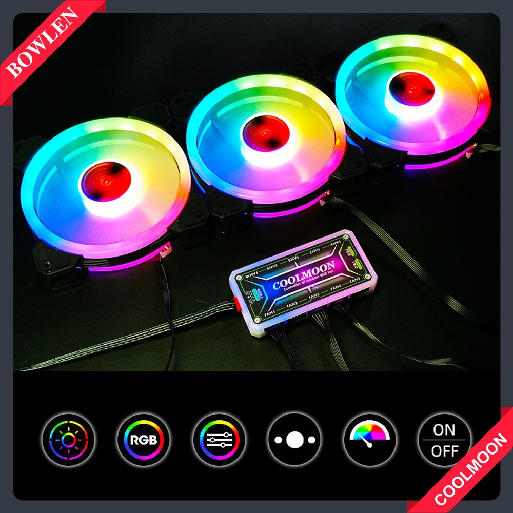[ Combo 3 Fan + Hub ] Fan Led RGB Coolmoon + Bộ Hub Coolmoon và điều ...