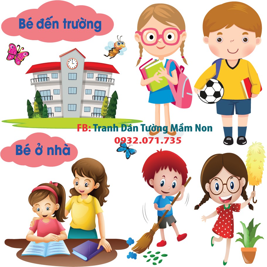 Decal Góc Bé Đến Trường Trang Trí Lớp Học Mầm Non, Tiểu Học ...