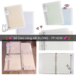 [có sẵn] 🐻💕 Sổ Caro còng sắt KLONG [A5-6 lỗ] và [B5-26 chấu] 💕🐻