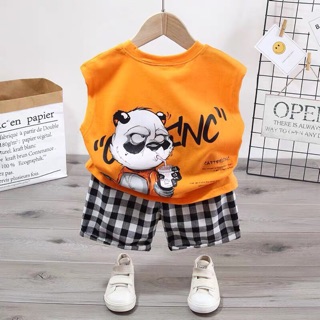 Bộ hè bé trai, bộ cotton bé trai mặc hè, bộ ba lỗ bé trai