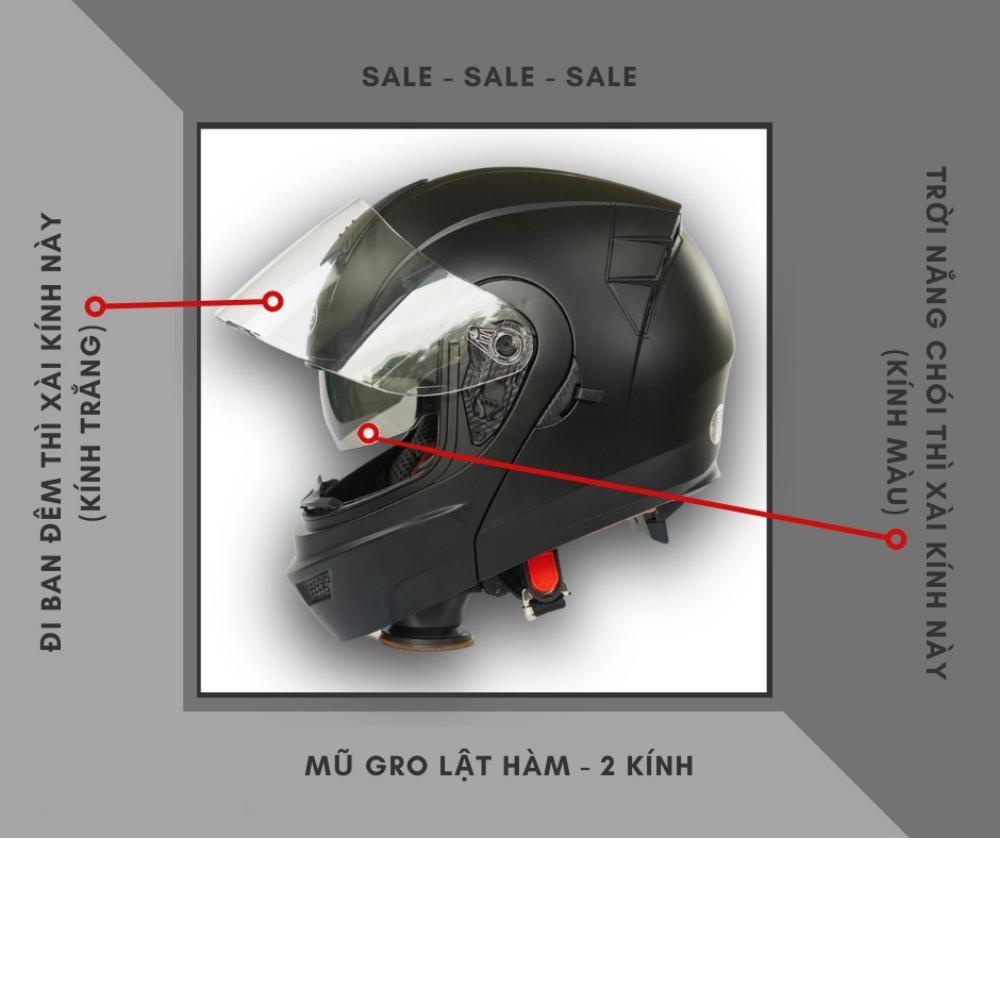 Mô tả Mũ bảo hiểm FullFace GRO HELMET ST26 chuyên phượt 2 kính, an toàn, hiện đại, Freesize vòng đầu từ 56-59cm - 3