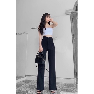 Quần loe cạp cao 2 cúc dáng dài⚡️ SANG CHẢNH ⚡️Ống loe, cạp cao,chất dày dặn
