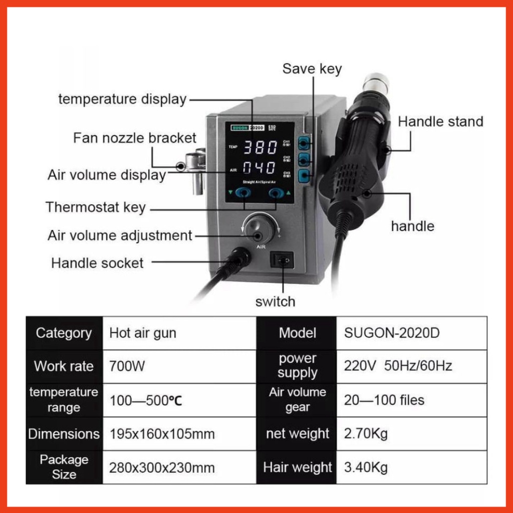 Máy khò SUGON 2020D cầm tay 700W