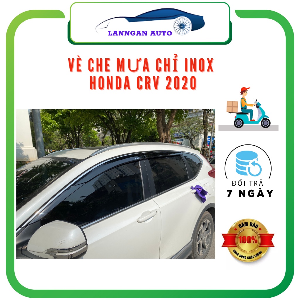 Vè che mưa ô tô Honda Crv 2018- 2022, viền chỉ INOX siêu đẹp, Chất liệu nhựa ABS cao cấp