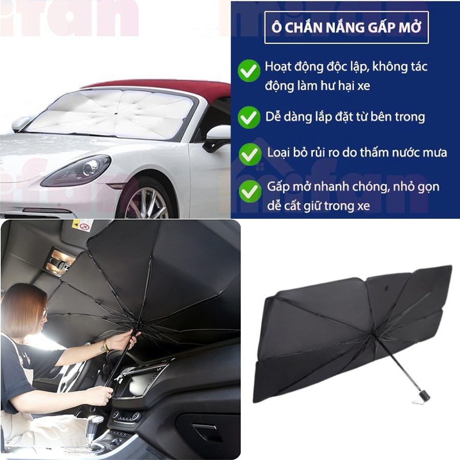 Ô che nắng kính trước xe ô tô, Bạt che nắng kính lái xe hơi bảo vệ nội thất ô tô chống nắng, chống tia UV hiệu quả