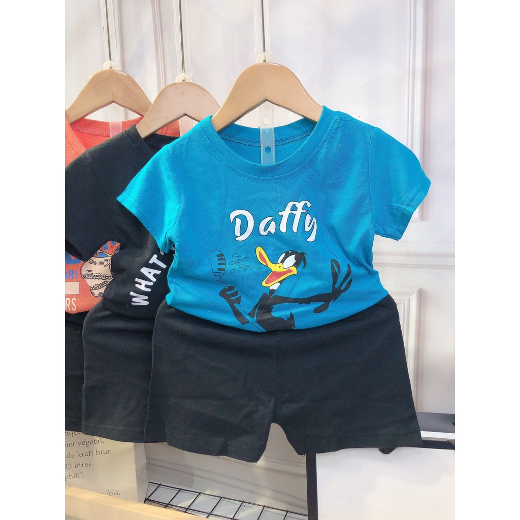 Bộ Cộc Tay Cotton Siêu Mát In Hình Cute Cho Bé Trai Bé Gái 8-18kg