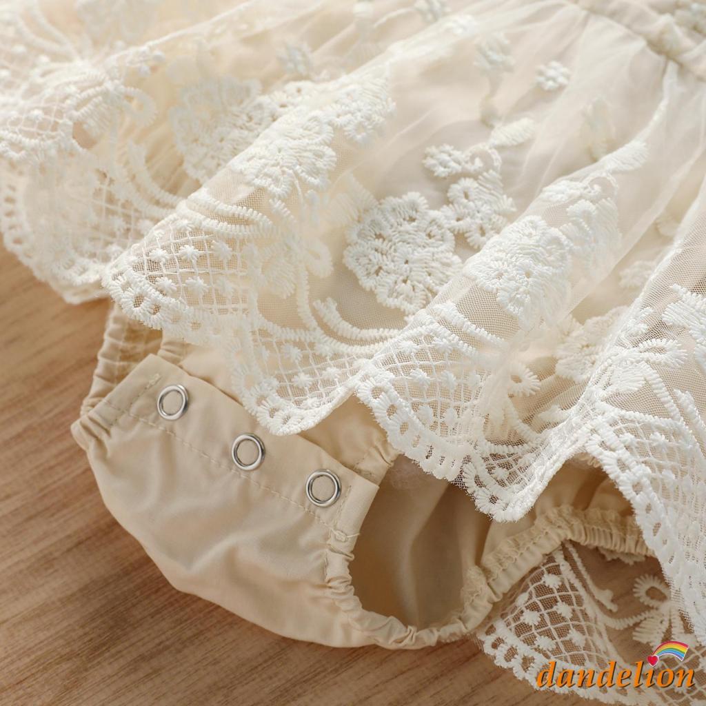 Bộ Áo Liền Quần Hai Dây Phối Ren Thêu Hoa Dành Cho Bé Gái 0-24 Tháng Tuổi