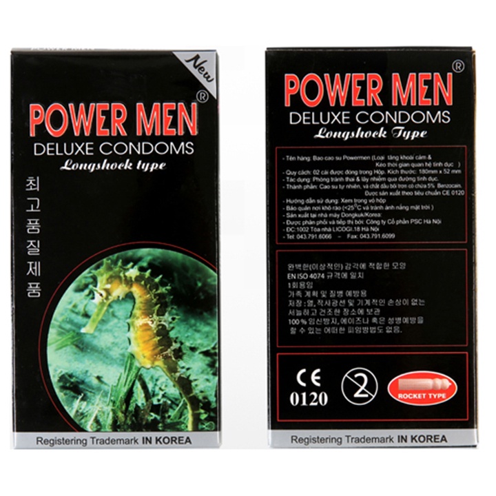 Ảnh Bao cao su POWERMEN cá ngựa Gân Gai Tăng khoái cảm Kéo dài thời gian quan hệ hộp 12 bao GEMHOME 1