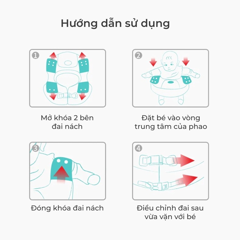 Mô tả Phao bơi luồn tay Mambobaby cho bé 1 2 3 4 tuổi không bơm hơi, chống lật, có mái che hàng chính hãng - 10