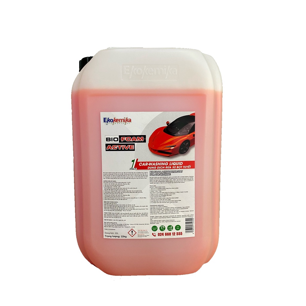 NƯỚC RỬA Ô TÔ XE MÁY BỌT TUYẾT TRUYỀN THỐNG EKOKEMIKA ITALY BIO FOAM ACTIVE - 20L