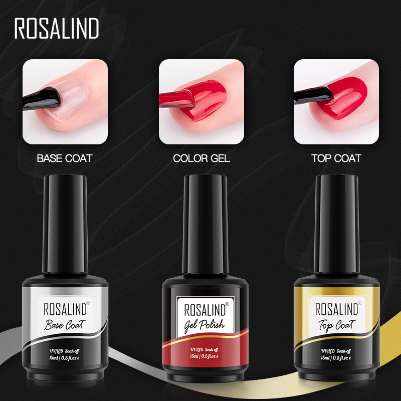 Ảnh Bộ sơn đế Rosalind + chai gel bóng 15ml để làm móng tay hiệu quả 1
