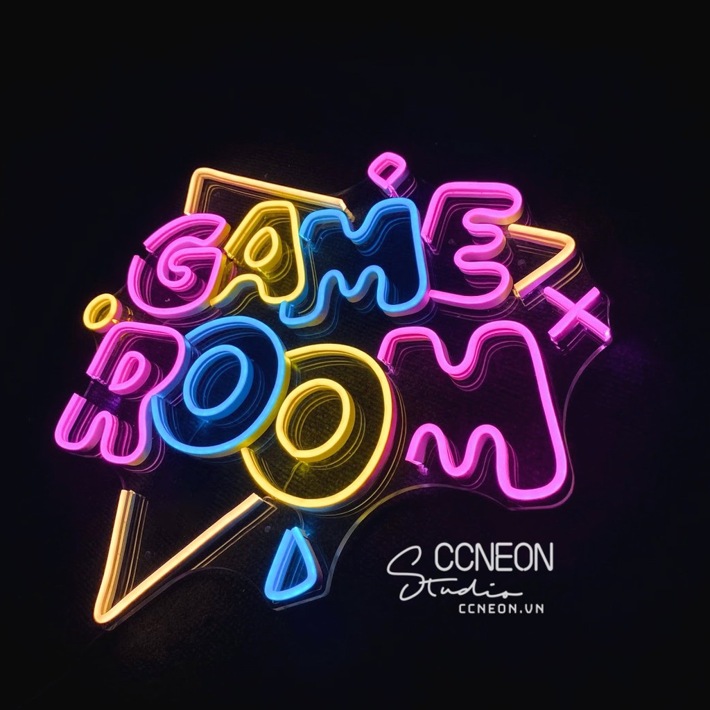 Đèn Trang Trí Phòng Led Neon Chữ GAME ROOM nhiều màu [Kích thước 50x45 cm]