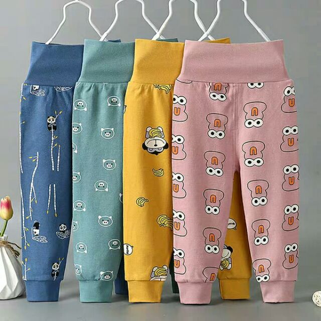 Bộ đồ cotton áo dài cài khuy vai và quần cạp cao cho bé dưới 5 tuổi