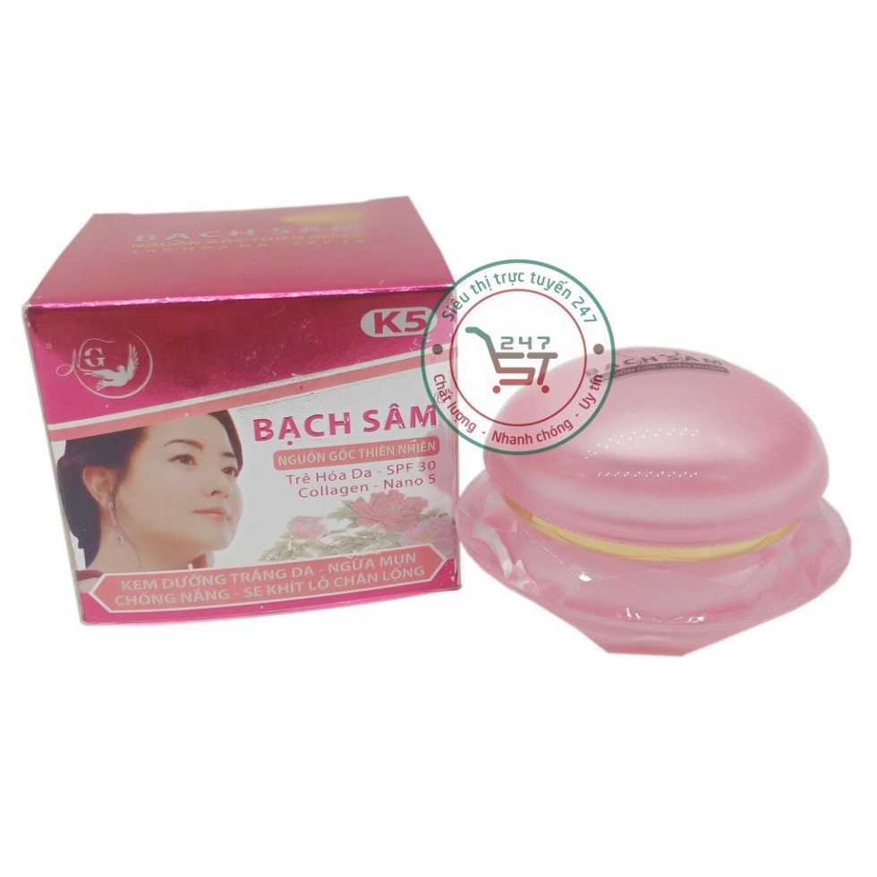 Kem dưỡng Trắng da mặt Ngừa mụn Chống nắng Se khít lỗ chân lông Bạch Sâm K5 25g (Tím Xám)