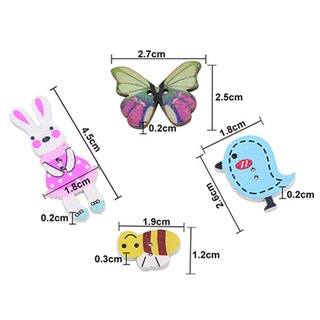 Bộ 50 nút gỗ hình hoạt hình trang trí xinh xắn